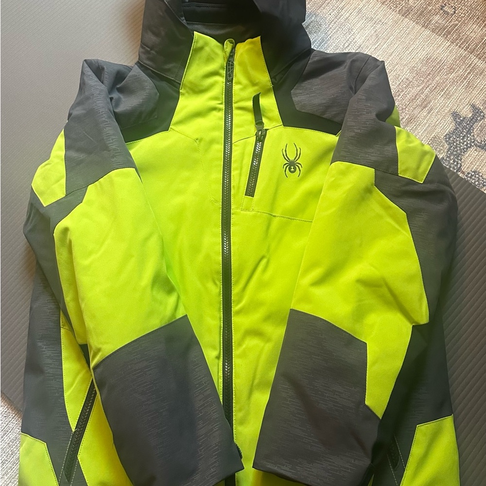 Spyder Kids Neon Yellow and Black Ski Jacket